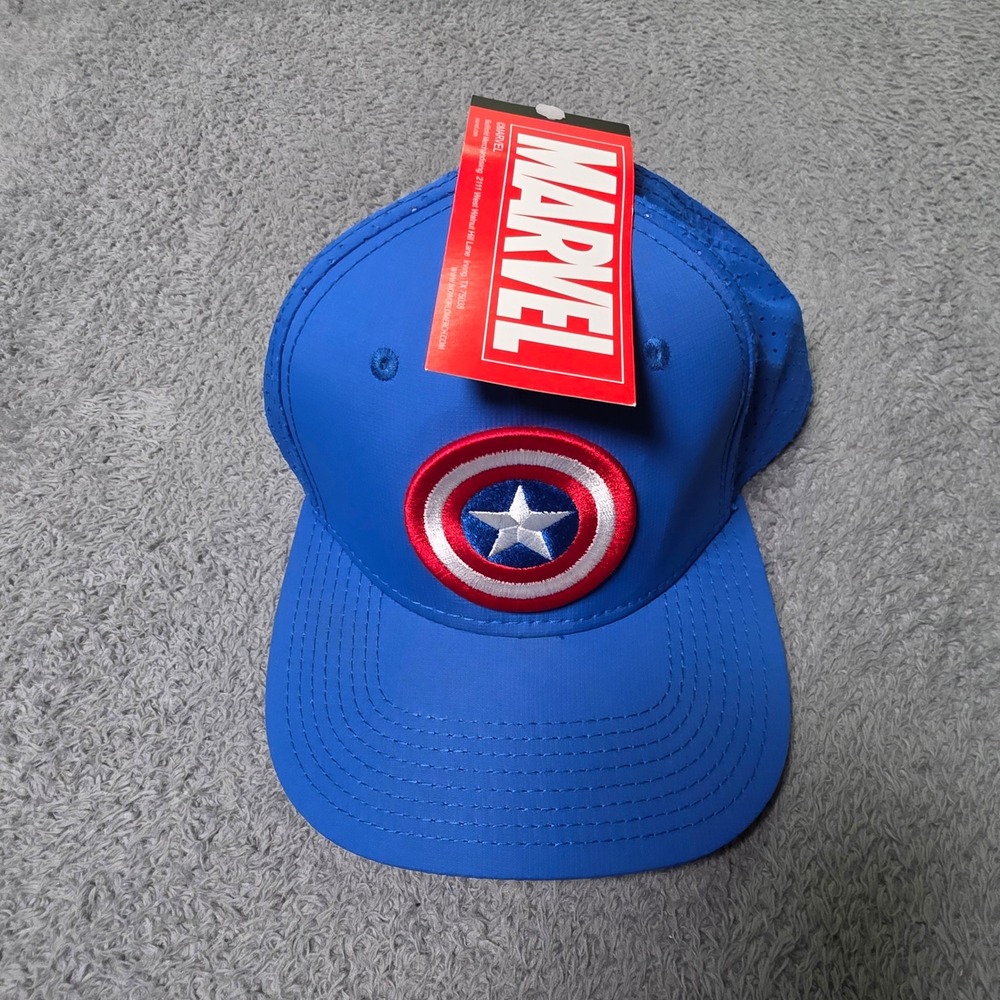 Marvel Unisex OSFM Baseball Cap Blue Captain America Shield Snapback Perforated